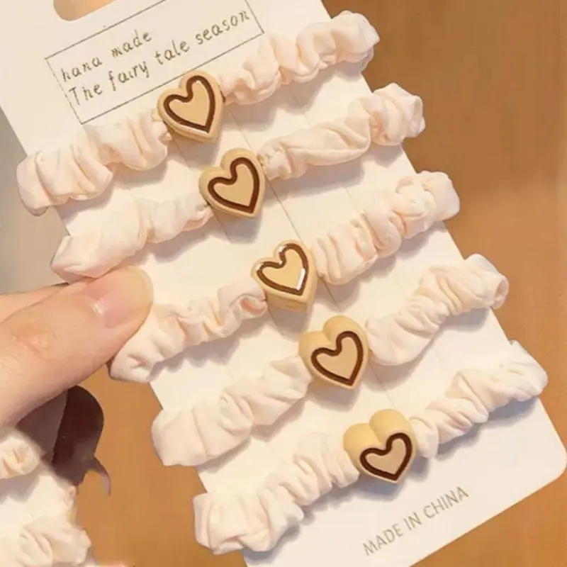 Scrunchie Tóc, Hình Trái Tim Tiện Lợi, Chất Liệu vải nỉ Nhiều Màu, Dây Buộc Tóc Đàn Hồi Cao, Độ Đàn Hồi Cao, Dây Buộc Tóc Mini, Thích Hợp Cho Phụ Nữ 3