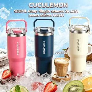 Cuculemon Botol Minum Premium SUS316 900ml | Vacuum Flask Hot & Cold 24H, Mulut Besar Mudah Dibersihkan, Anti Bocor untuk Kopi/Teh, termos tumblers stainless botol minum sport cup bottle tumbler lucu cewek tumblers hydropack