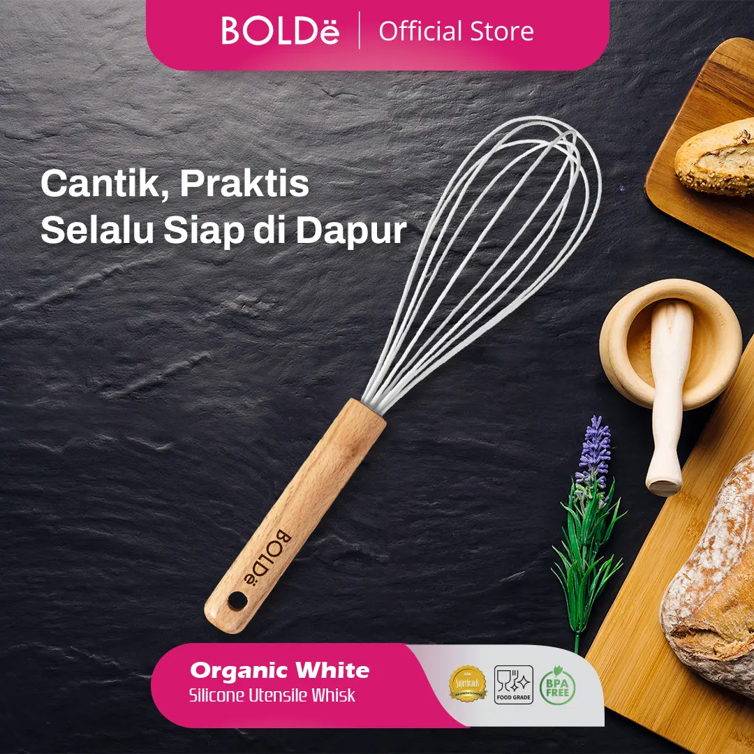 BOLDe Organic White Silicone Utensile Whisk