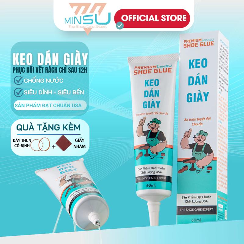 MINSU Keo Dán Giày Nhiệt Siêu Dính Cao Cấp 60ml Chống Nước An Toàn Cho Da Bổ Sung Polyurethane Tăng Kết Dính Chuẩn ISO 9100:2015