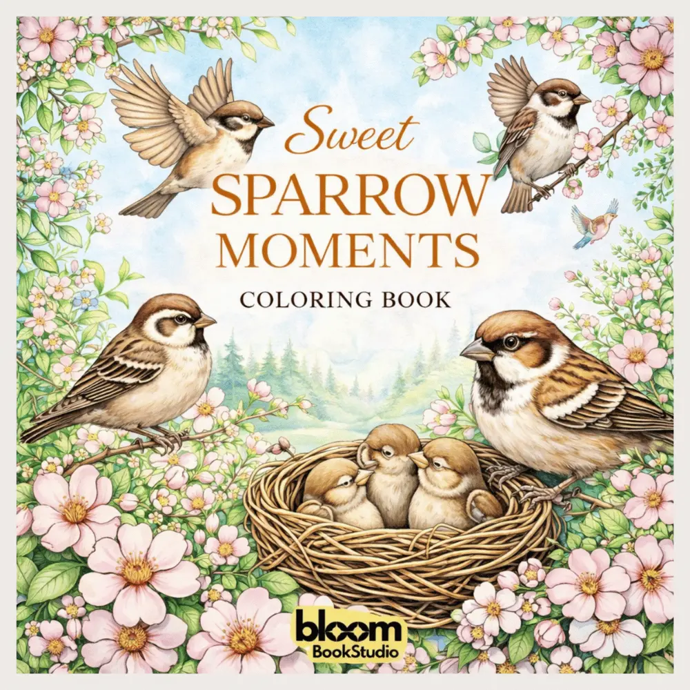 Buku Mewarnai Sweet Sparrow Moments Bloom Book All Age Coloring Book BLOOM102 20 Halaman Ilustrasi