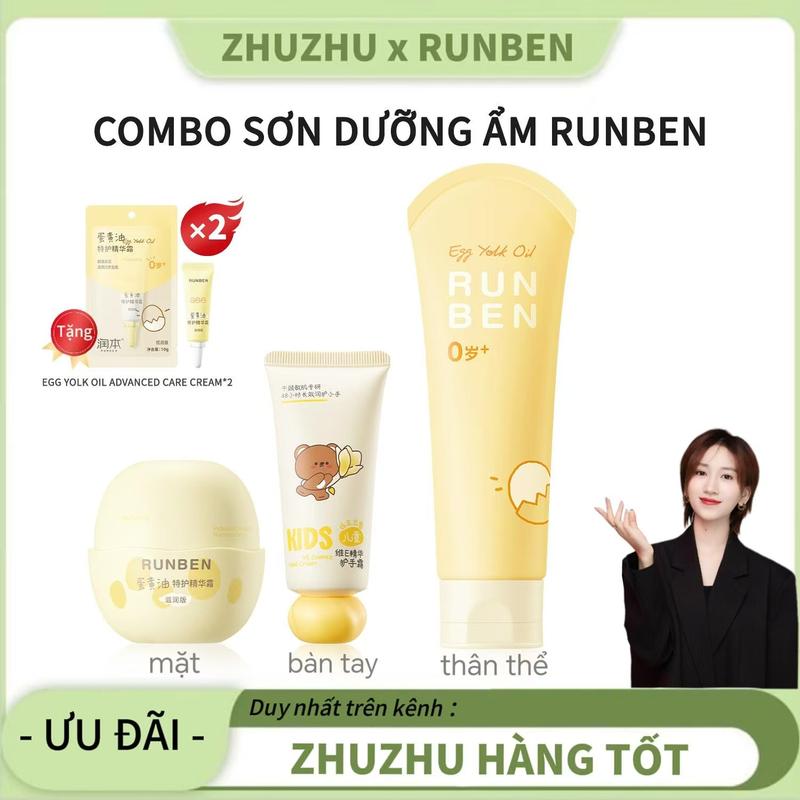  【zhuzhu & RUNBEN Bộ Chăm Sóc Da Dưỡng Ẩm Cho Em Bé RUNBEN Bao Gồm Dầu Lòng Đỏ Trứng Kem Dưỡng Da Chăm Sóc Cao Cấp 100ml Kem Dưỡng Da Chăm Sóc Cao Cấp Dầu Lòng Đỏ Trứng 50g Kem Dưỡng Da Tay Tinh Chất VE Trẻ Em 40g 