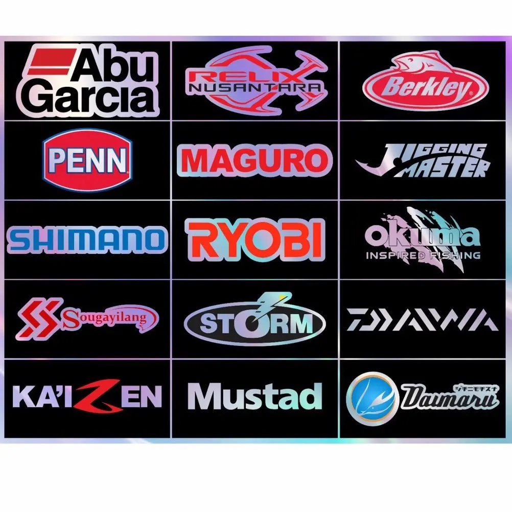 Stiker Pancing Tackle Box Lure Logo Hologram Brand Mancing Harga Grosir Murah isi 15pcs