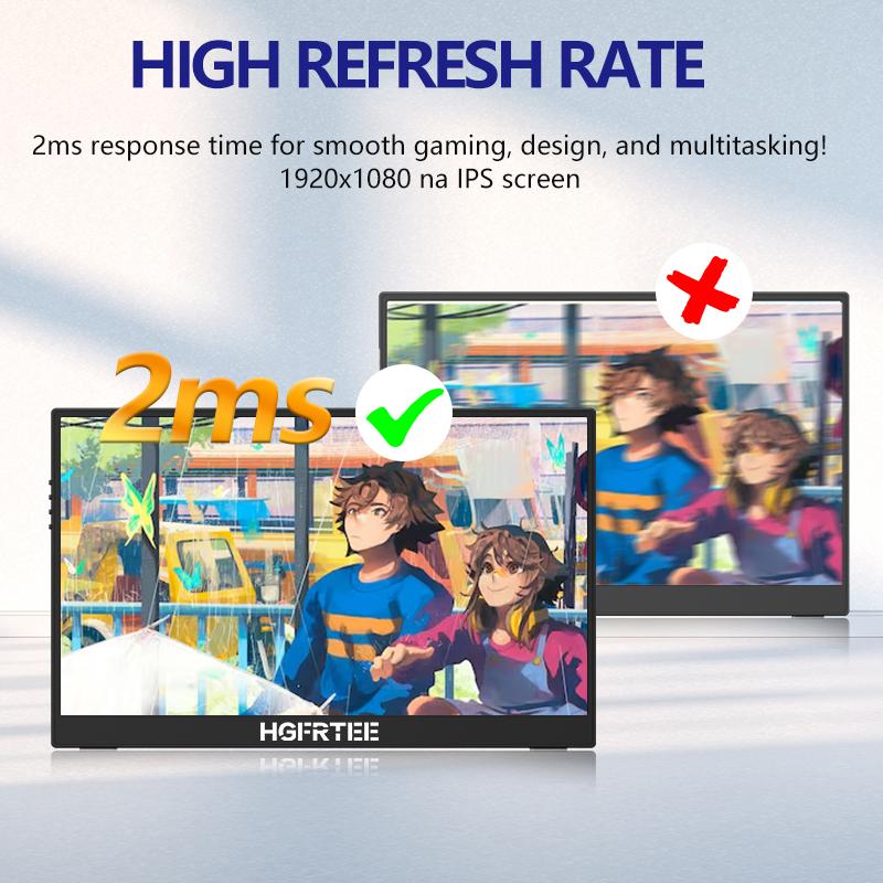 15.6" Portable Dual Monitor with Vertical Display | 1080P HDR IPS 120Hz Refresh Rate, Ultra-Thin USB-C FreeSync | Compatible with Mac, PS5/PS4, Laptop Gaming Extended Screen, Wall-Mountable and Portable Design 3