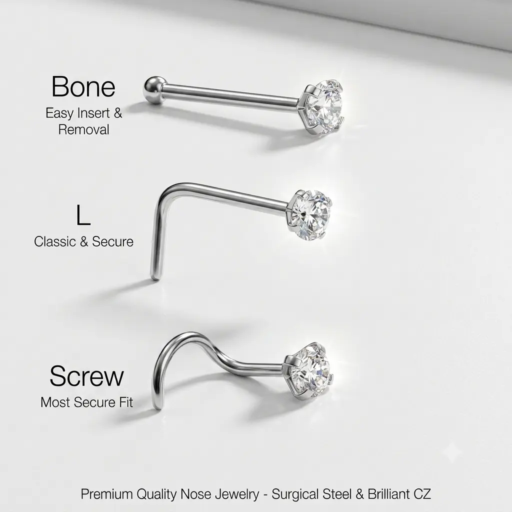 ANTING HIDUNG PERMATA ASLI GRADE A TITANIUM PRIA WANITA AWET SELAMANYA
