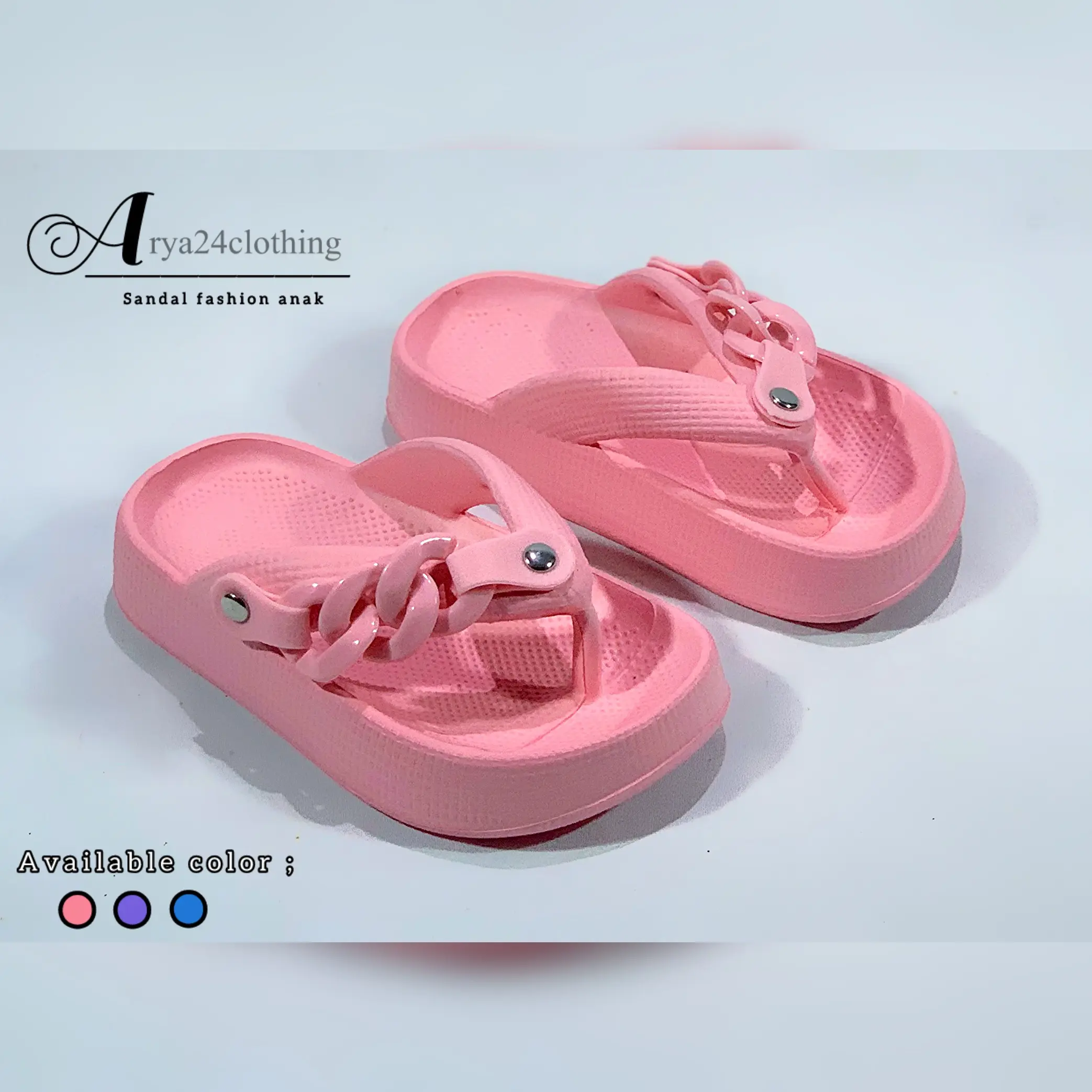 New Hilo's Sandal Jepit Perempuan Anak Model rantai Anti slip Empuk dan ringan kekinian Bahan Karet Lentur Kaki Karet