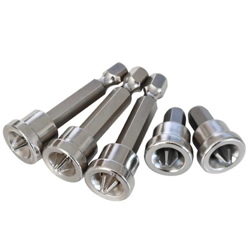 Mũi Tuốc Nơ Vít Định Vị Từ Tính, 6.35mm, Bộ Đóng Vít Thạch Cao, Vòng Từ Tính Chống Trượt, 5 Cái / Bộ (50mm, 3Pcs, 25mm, 2Pcs)