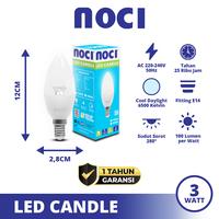 Gambar Noci Lampu LED Candle E14 3 Watt Cahaya Kuning 3000K/Putih 6500K Super Terang Hemat Daya - 3 Watt Putih dari Noci Lighting Kota Administrasi Jakarta Pusat 1 Tokopedia