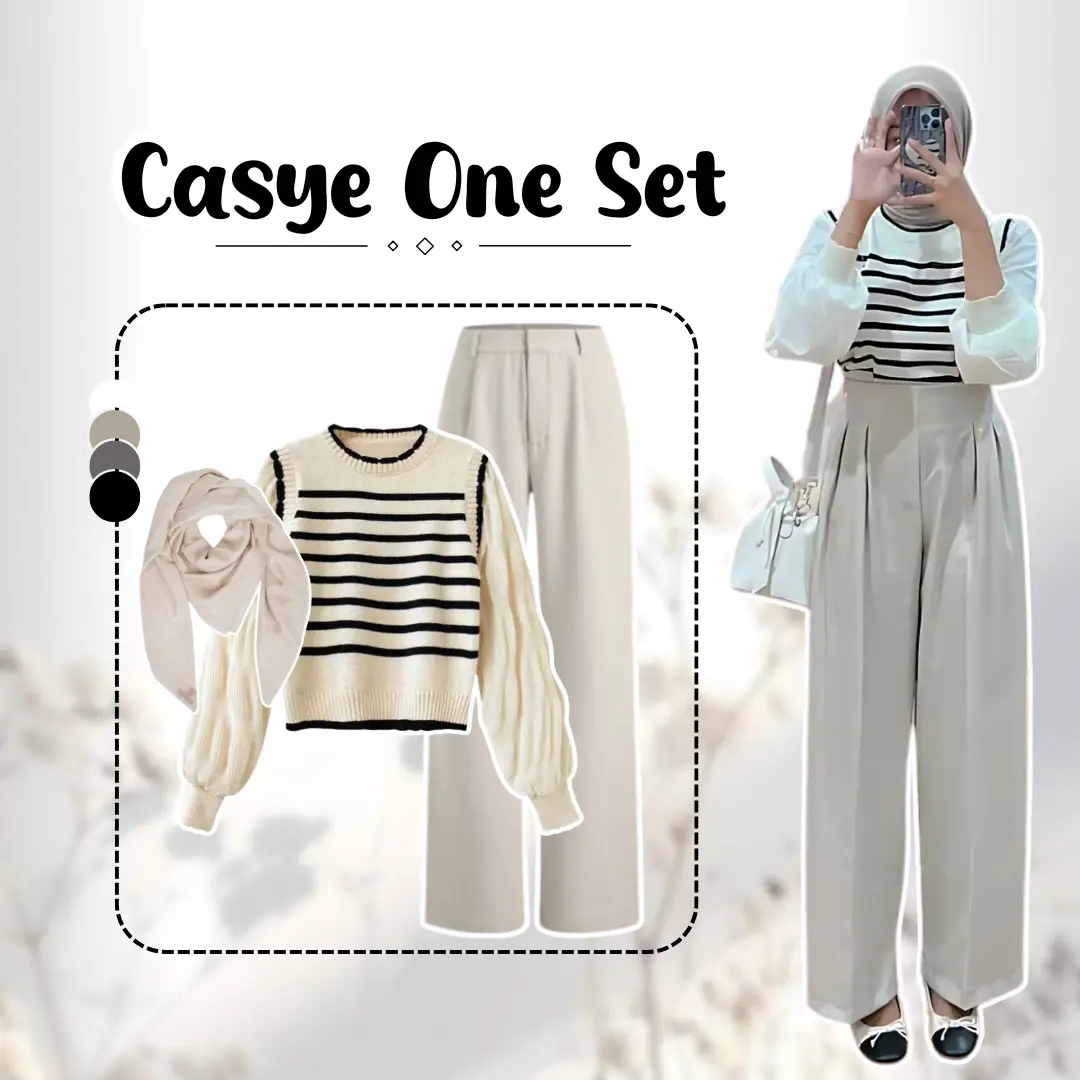Outfit Setelan Wanita Hangout  Casual  ( Atasan Sweater + Celana Knit  Kulot + hijab)OOTD Remaja Kekinian - DS047 R