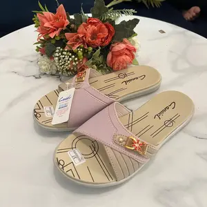 Sandal Wanita Terbaru flat Warna Cream Pink Sendal Jepit