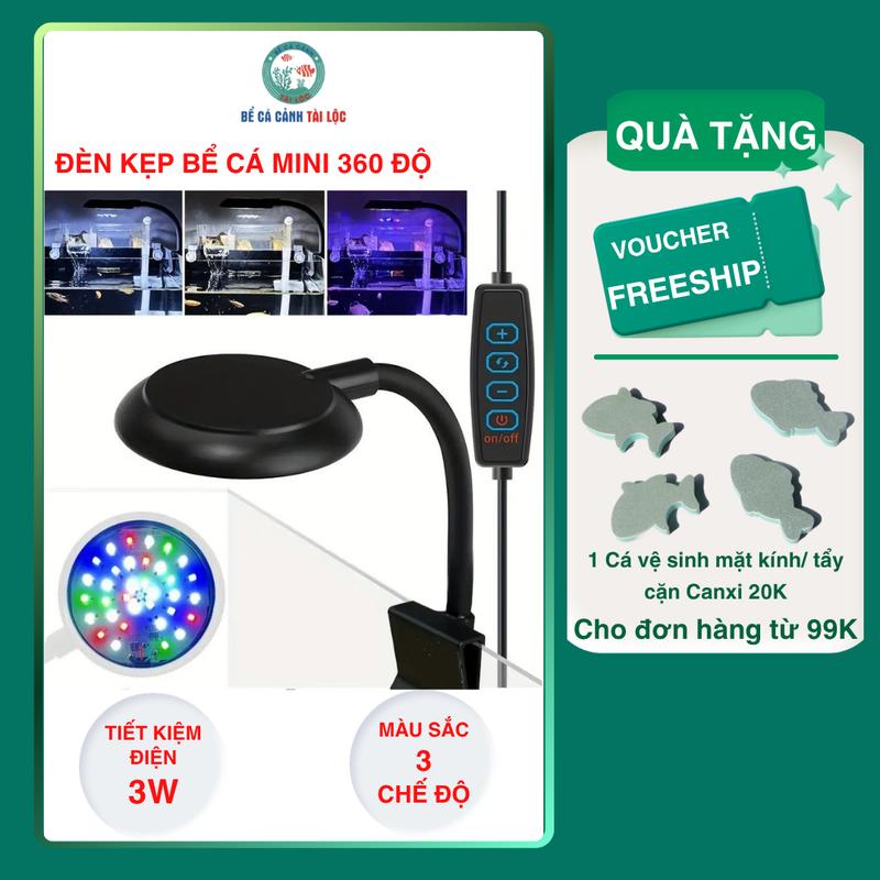 Vui lòng đọc kỹ mô tả|Đèn Kẹp Bể Cá Mini 3W ABS Đen 360 Độ Chiếu Sáng Đa Năng…