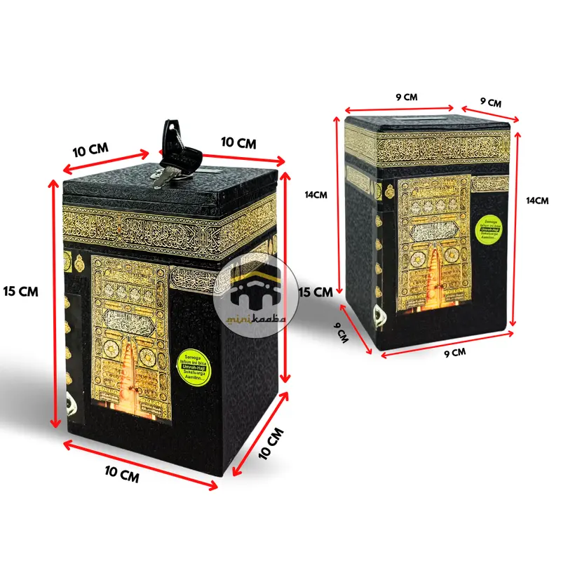 Paket Hemat Celengan Ka'bah Sedang Kunci + Celengan Kakbah Kecil Tanpa Kunci Hadiah Kado 1