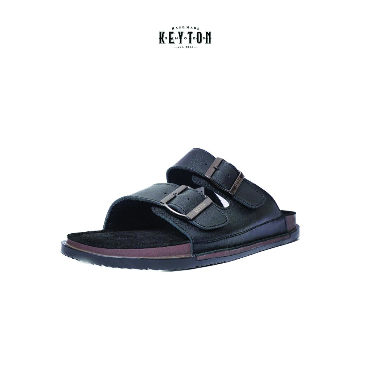 Keyton Leather TRENTO BLACK Sendal Pria Kulit Asli