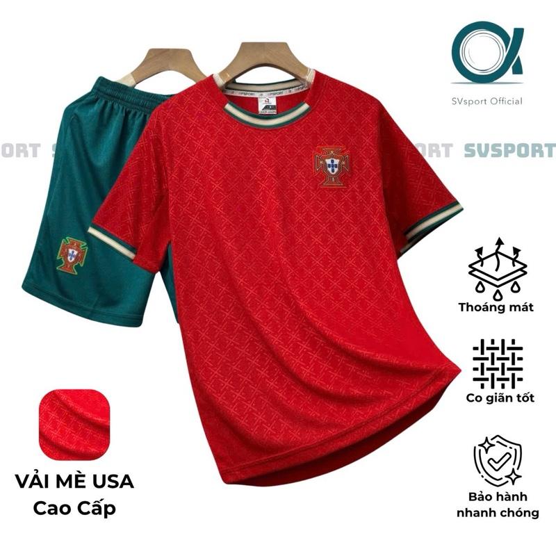 Bộ quần áo bóng đá BỒ ĐỎ VẢI MÈ USA logo THÊU cao cấp loại I Top SporT