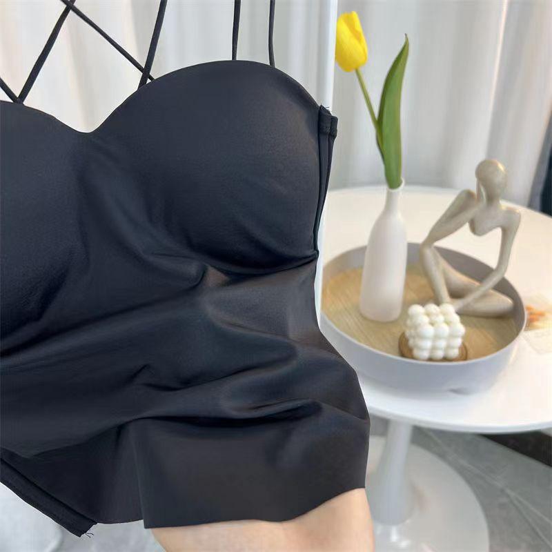 061558   Ice Silk Latex Fixed Cup with Chest Pad Solid Color Outer Wear Suspender Vest 2