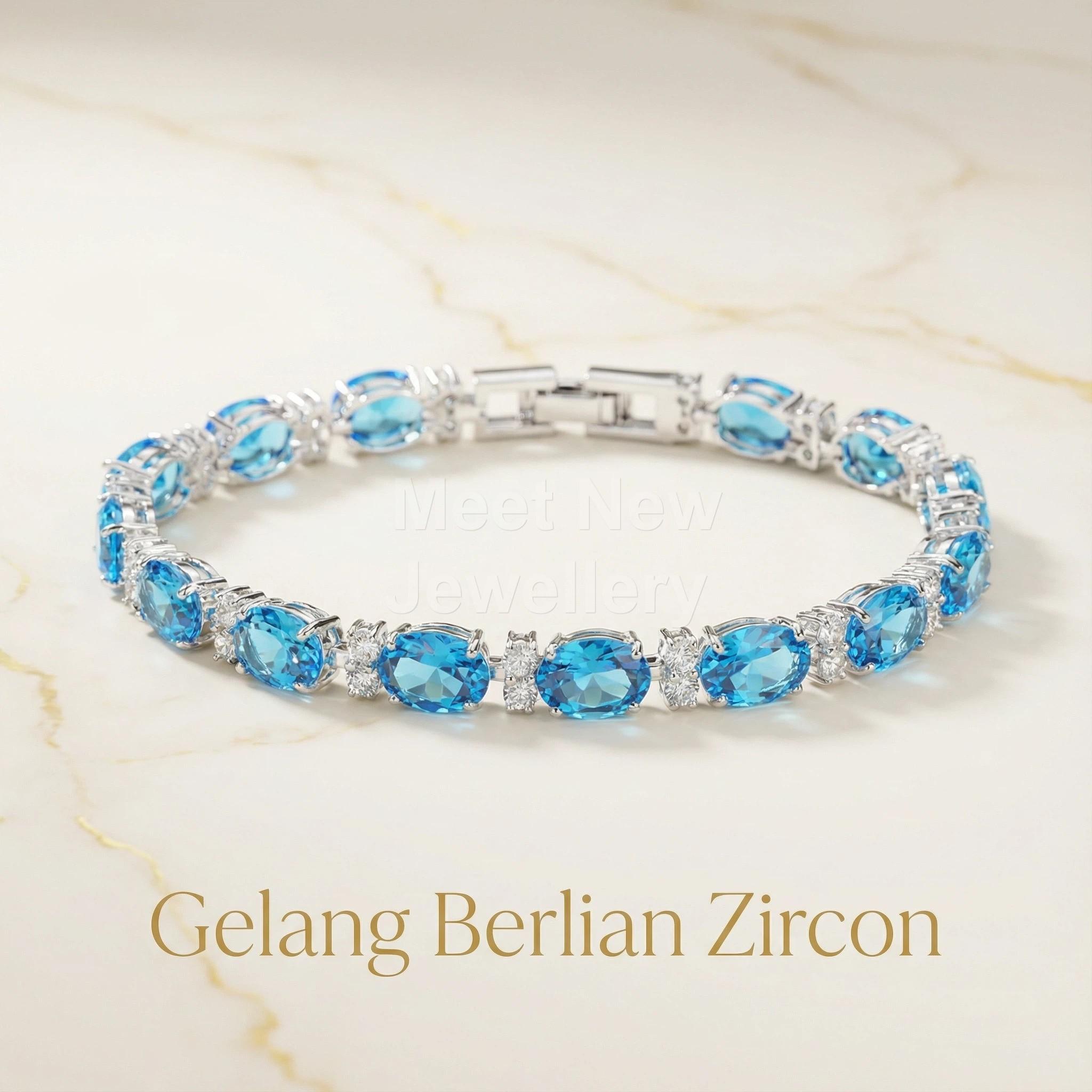 MNSG39 Aksesoris Musim Panas Gelang Zirkonia Berwarna Kristal Multiwarna Sederhana Perhiasan Elegan untuk Gaya Fashion