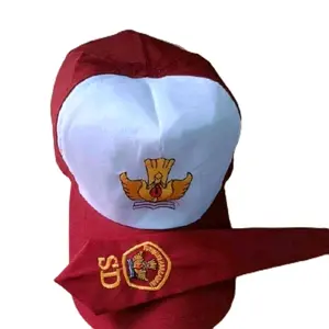 PAKET TOPI SD PUTIH+DASI LAKI LAKI BORDIR COMPUTER JAHITAN RAPIH BELAKNG KARET BAHAN SERAGAM SEKOLAH