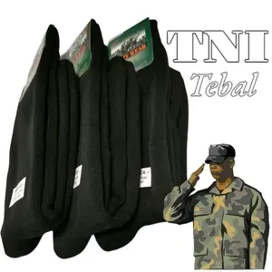 ( 3 Pasang ) Kaos Kaki PDL Hitam Polos Super Tebal TNI Nyaman Pria Panjang Sebetis