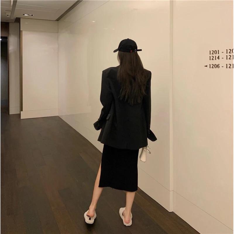 Rok span 7/8 rajut belah samping wanita/ korean skirt span 7/8 perempuan / rok span rajut polos 8