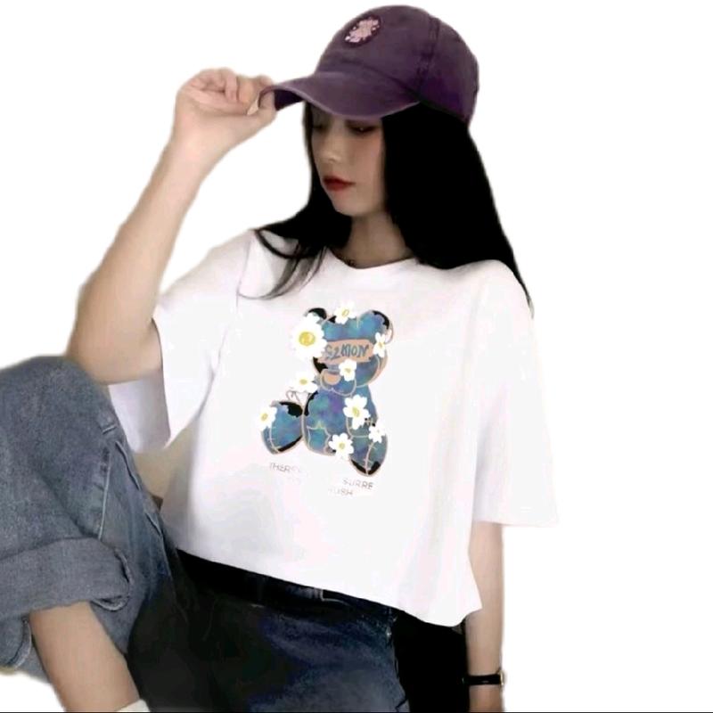 Crop Top Wanita 3/4 Dewasa & Remaja Terbaru Combeb - Model Terbaru - Distro, Combed, Polos, Tebal, Kaos, Panjang, Katun, Oversize, Oblong Nyaman Cewek T-Shirt Tee Unisex 3