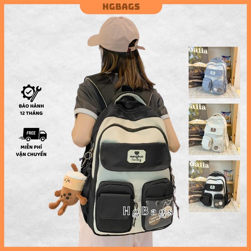 Balo Đi Học HGBags Nhiều Ngăn Phong Cách Hàn Quốc - Kết Hợp Màu Sắc Xinh Xắn Đi Học B31