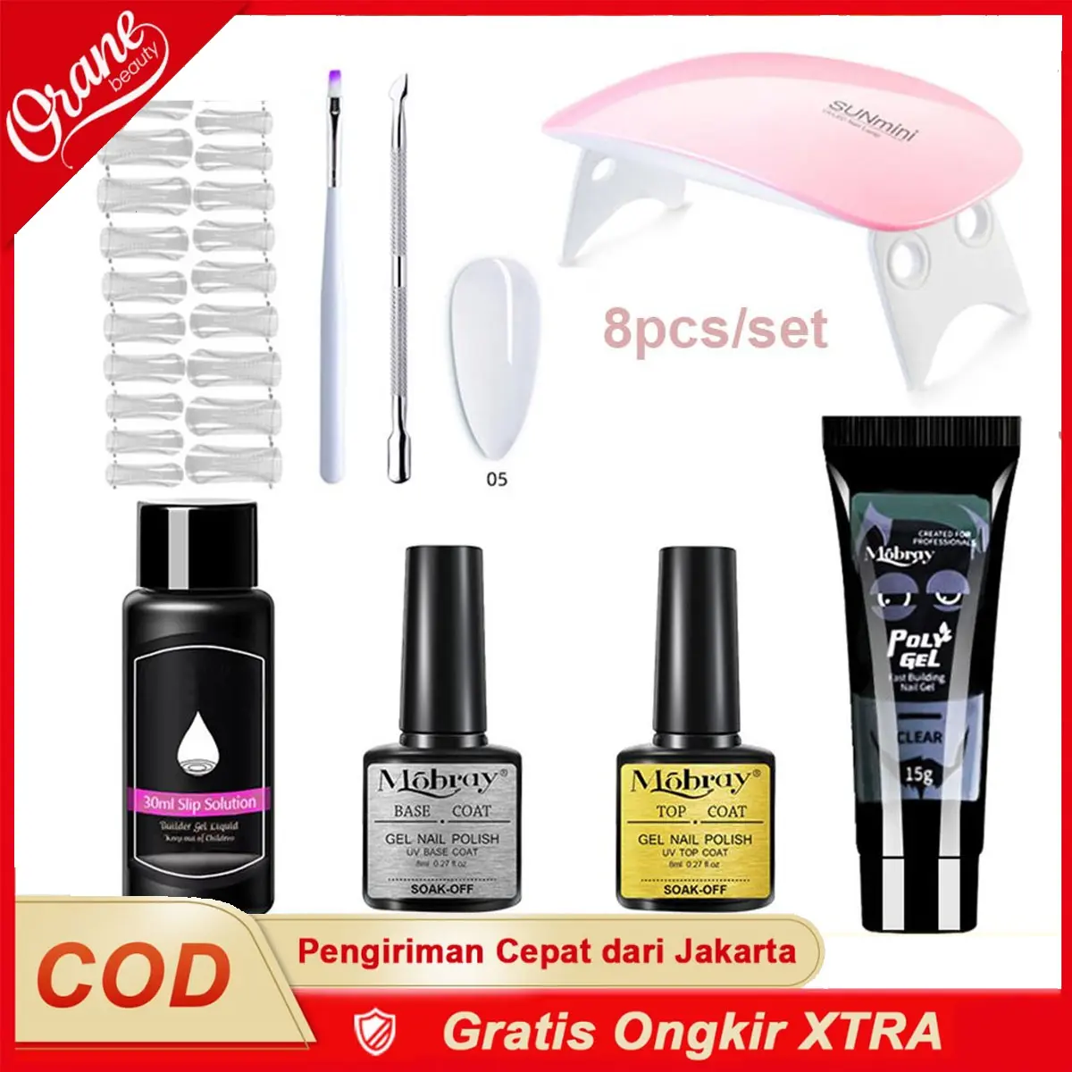 Oranebeauty Palsu PolyGel Nail Extension Set 15ml Nail Builder Set Polygel Acrylic Kit