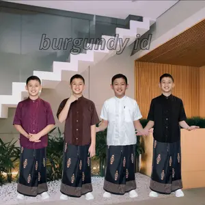 Setelan Koko Sarung Anak Laki-Laki Motif Embos -Baju Koko Muslim Anak Anak Usia 2-13 Tahun
