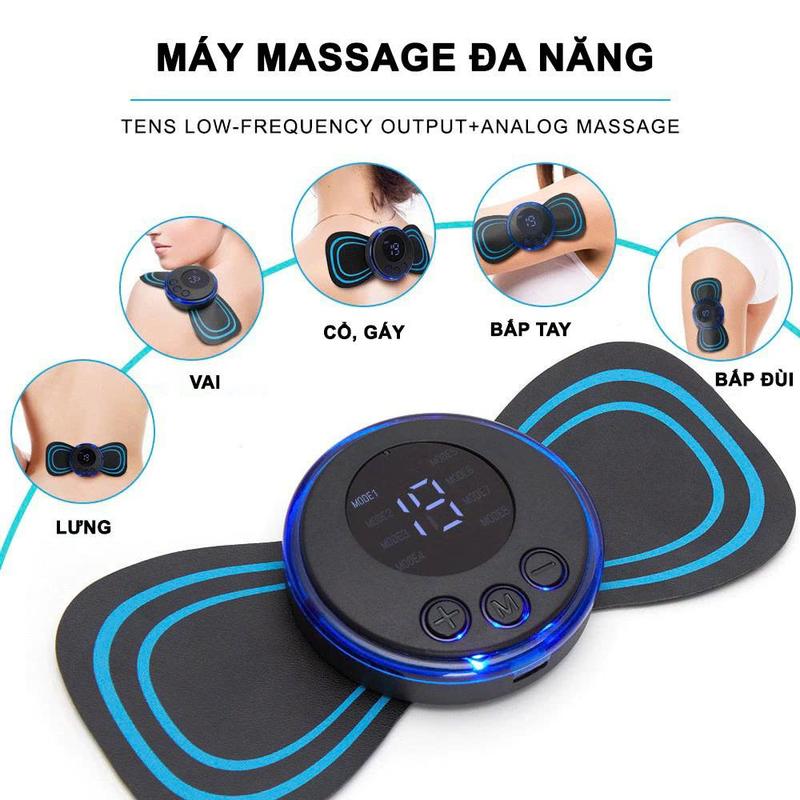 Máy Dán Massage Xung Điện Mini 8 Chế Độ Thư Dãn Toàn Thân , Máy Mát Xa Cổ Vai…