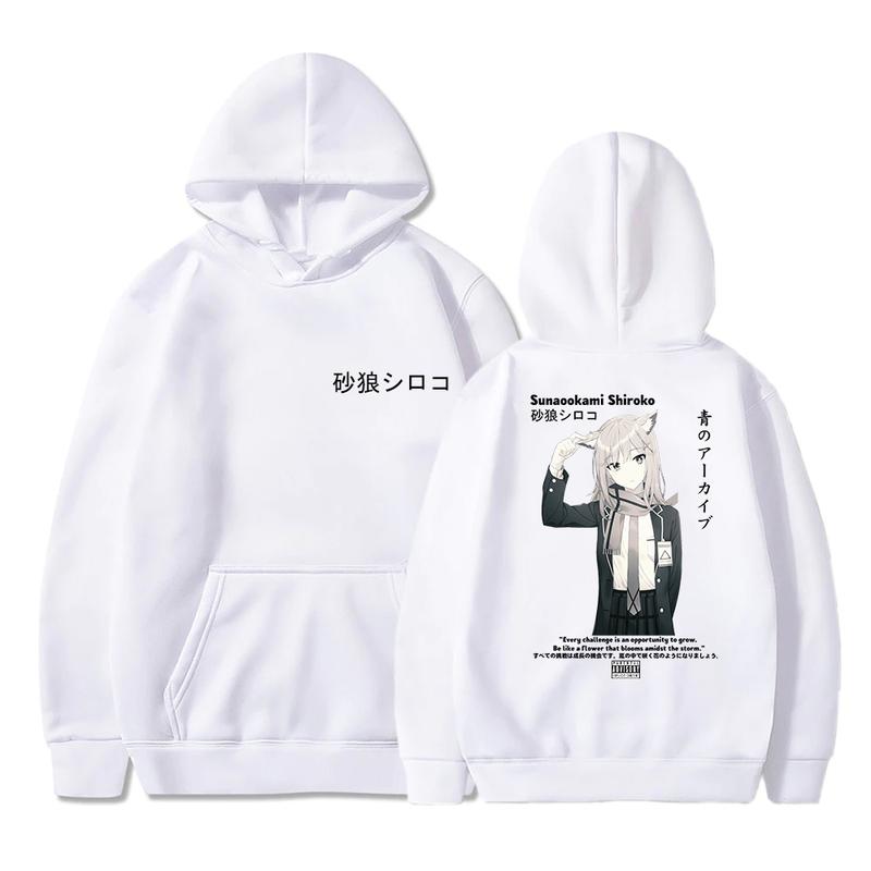 Sweater Hoodie Oversize Shiroko Blue Archive Sablon Depan Belakang Pria/Wanita/Remaja/Dewasa Sweater Hoodie 1