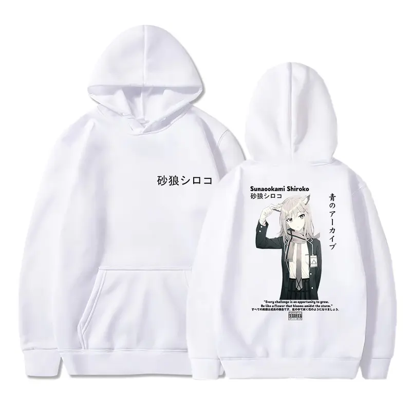 Sweater Hoodie Oversize Shiroko Blue Archive Sablon Depan Belakang Pria/Wanita/Remaja/Dewasa Sweater Hoodie 1