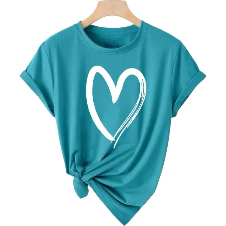 Baju Atasan Kaos katun combed/kaos wanita/baju wanita Santai Printing Oversize Spandex LOVE Oblong Tee Panjang Polos Cewek Distro 2