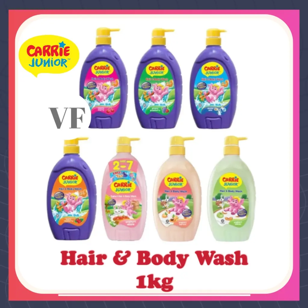 Carrie Junior Baby Hair & Body Wash - Yoghurt Melon/Yoghurt Apricot/Yoghurt Apple/Cherry/Grapeberry/Rasberry/Milk 1L/1kg/700ml/700g