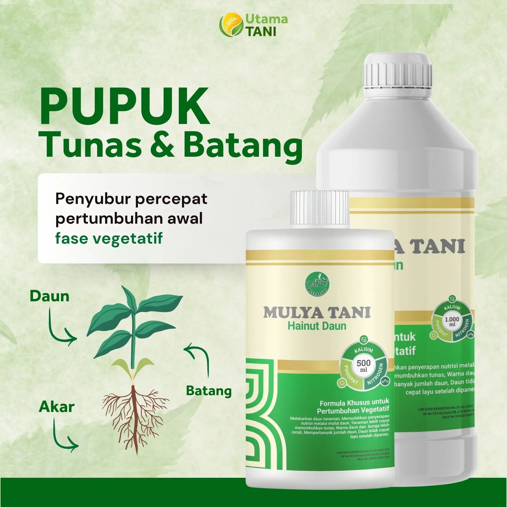 Hainut Daun Pupuk Percepat Penyubur Tunas Batang Akar Organik