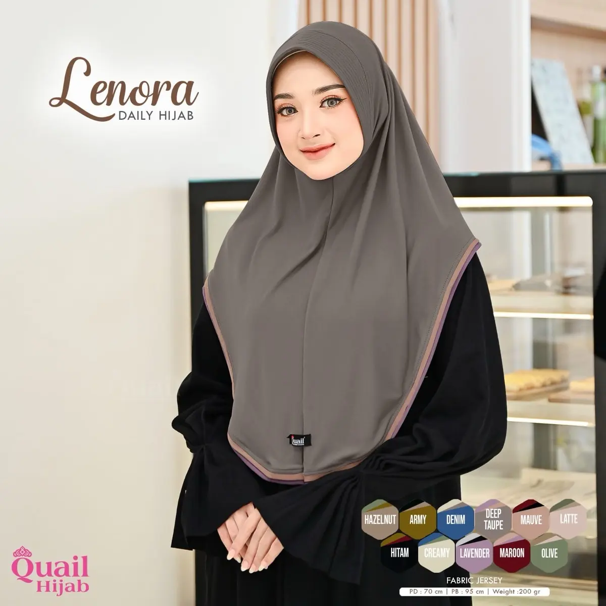 Lenora daily hijab instan nyaman dipakai original by Quail Hijab Syari Bergo