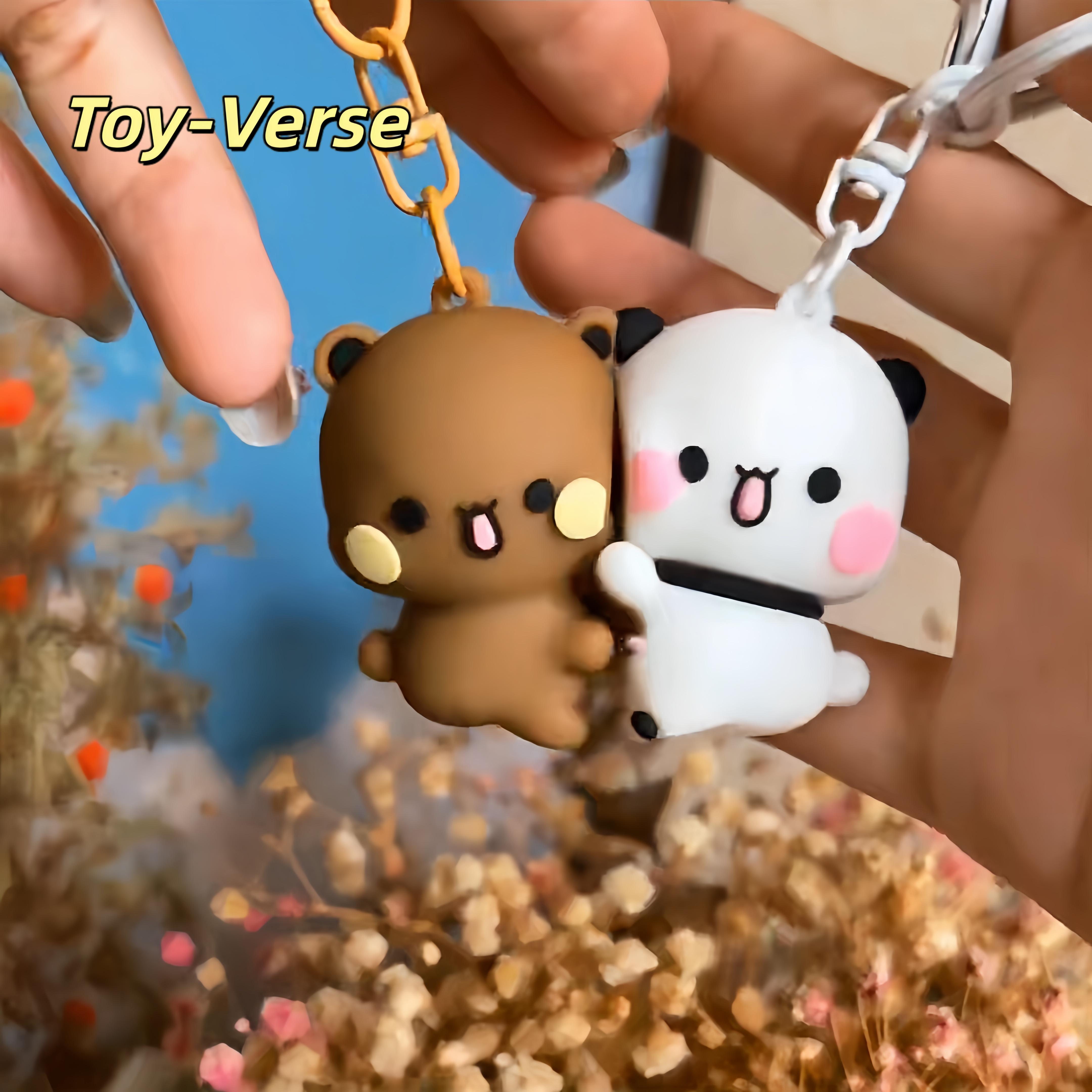Toy-Verse 2pcs Bubu Dudu Gantungan Kunci Couple Magnetik Lucu Beruang Romantis Aksesori Kunci Pasangan Hadiah Ideal Teman dekat Gantungan Tas Sekolah Menggemaskan Keychain Lucu