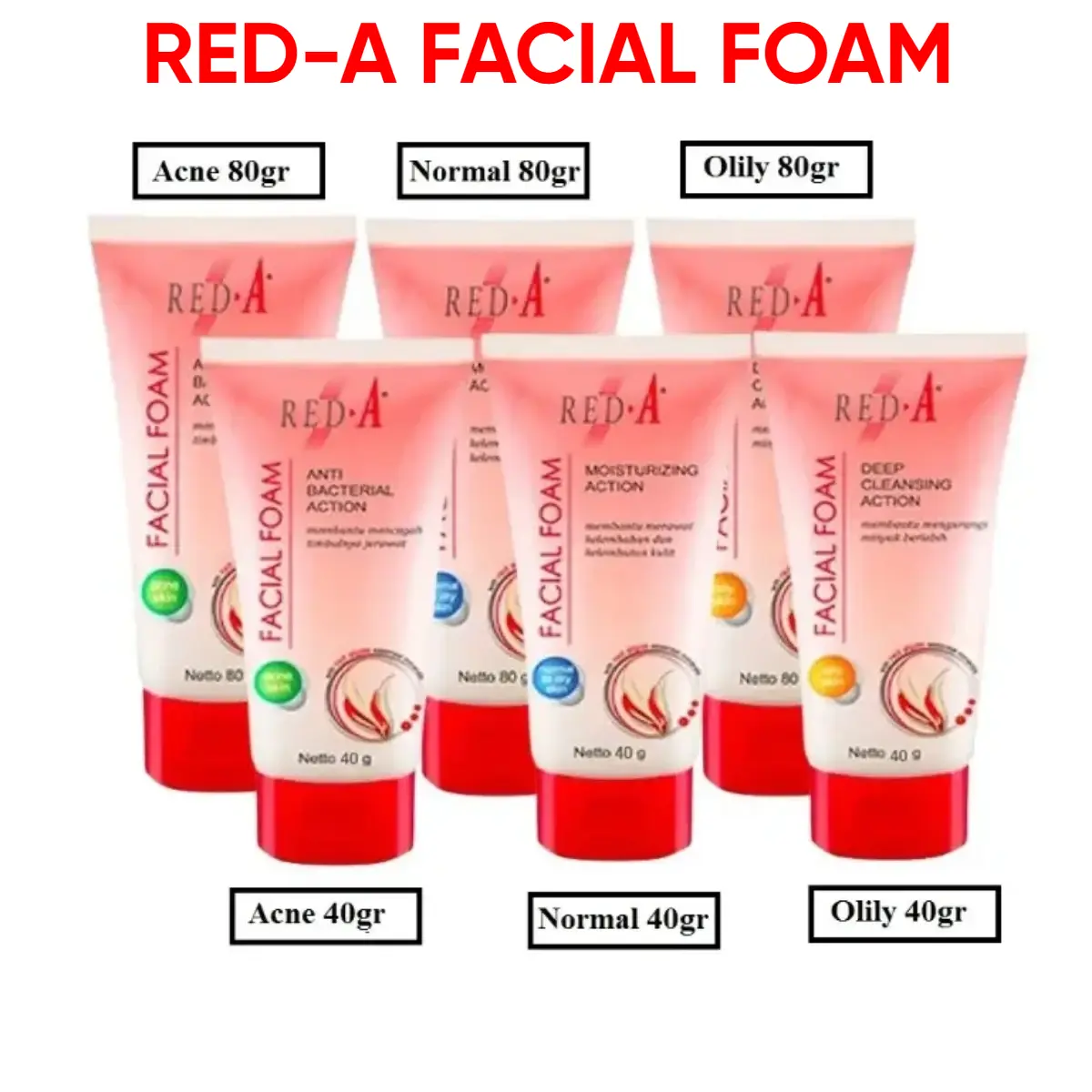 RED-A FACIAL FOAM FOR NORMAL OILY ACNE SKIN 40GR-80GR