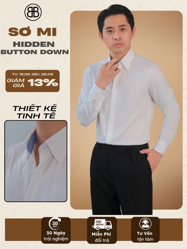 Áo Sơ Mi Nam B.BOW Cổ Đứng BUTTON DOWN ,Áo Sơ Mi Nam Cao Cấp Vải Sợi Tre Tự Nhiên, Kháng Khuẩn, Kháng Tia UV , Không Gây Kích Ứng Da, Mặc Thoáng Mát Dễ Chịu, Vải Mềm Mịn ,áo sơ mi nam sang trọng