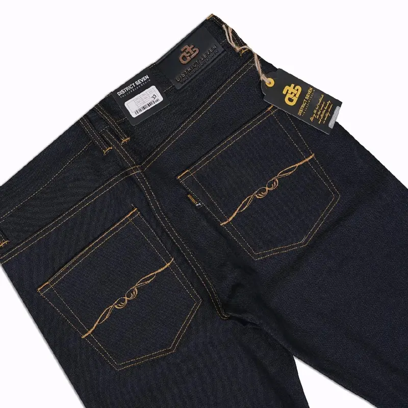 CELANA DENIM SELVEDGE ACCENT 14 OZ BLACK INDIGO BAHAN RAW DENIM