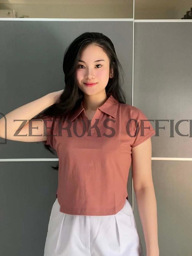Product Introduction of baju wanita crop top leher kerah polo lengan pendek terbaru bahan cotton combed 18