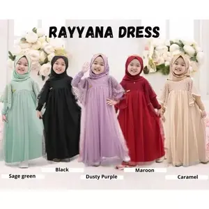 RAYYANA DRESS ANAK Baju Muslim Lebaran Setelan Hijab Gamis