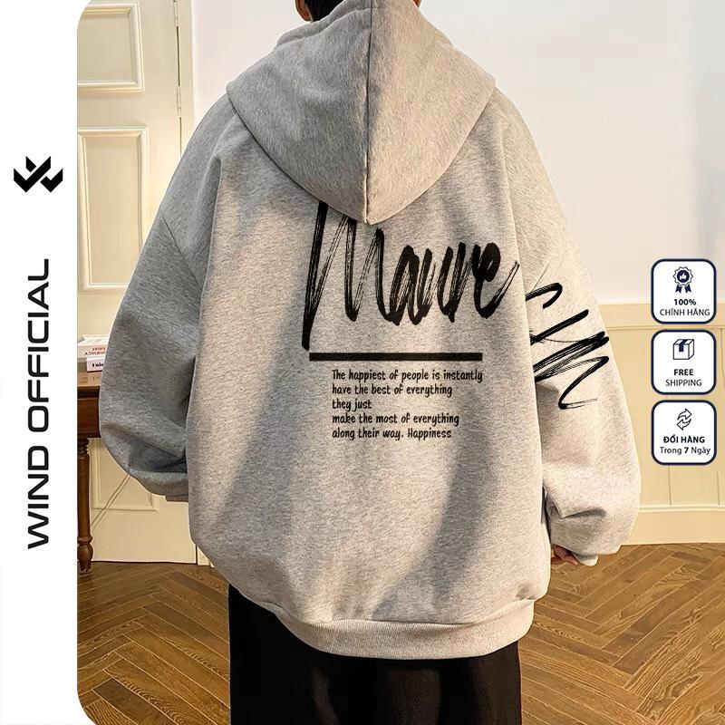 Áo khoác nỉ zip MAURE form rộng Unisex Hoodie zip thơi trang nam nữ oversize Menswear Dài Tay