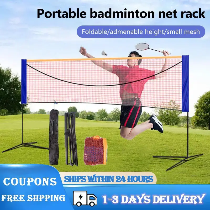 Portable Badminton Net Set With Stand and Carry Bag Folding Volleyball Tennis Badminton Net Outdoor