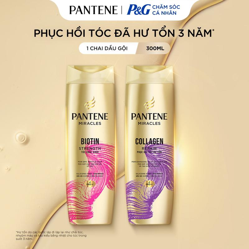 [MỚI] Dầu Gội PANTENE MIRACLES  Không Silicon & Bổ Sung Dưỡng Chất Cho Tóc Chắc Khỏe/ Phục Hồi Hư Tổn - Chai 300ML