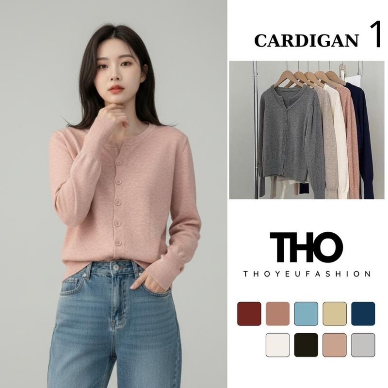  Áo Cardigan Len Mỏng Vintage Cho Nữ Áo Khoác Ngoài Nhẹ Nhàng Vintage Mẫu Mới 2025- A613 