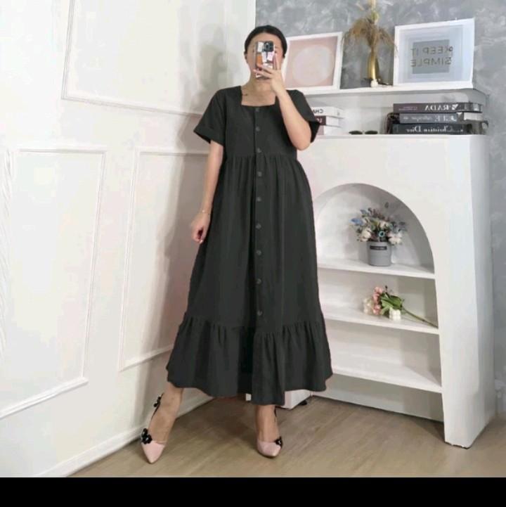 Daster Crincle Kancing// Dress Wanita bumil busui frendly// Daster kekinian by batik pradana Kain Lembut 7