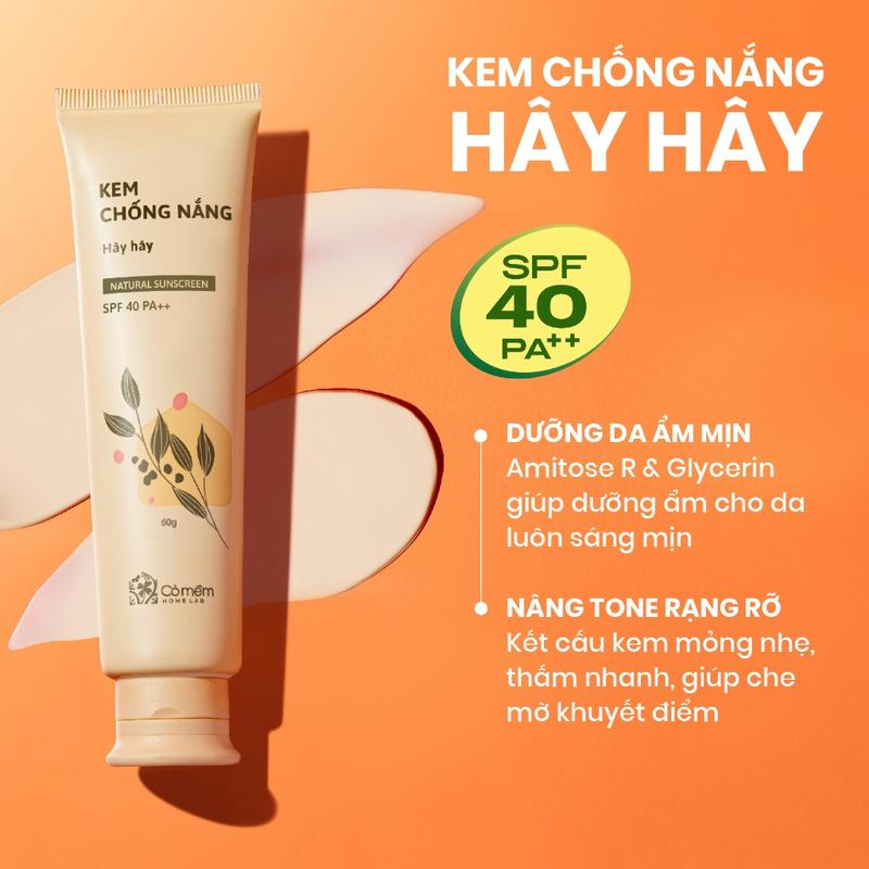 Kem Chống Nắng Nâng Tone Mịn Đẹp Thấm Nhanh Cho Mọi Loại Da Hây Hây SPF 40, PA…