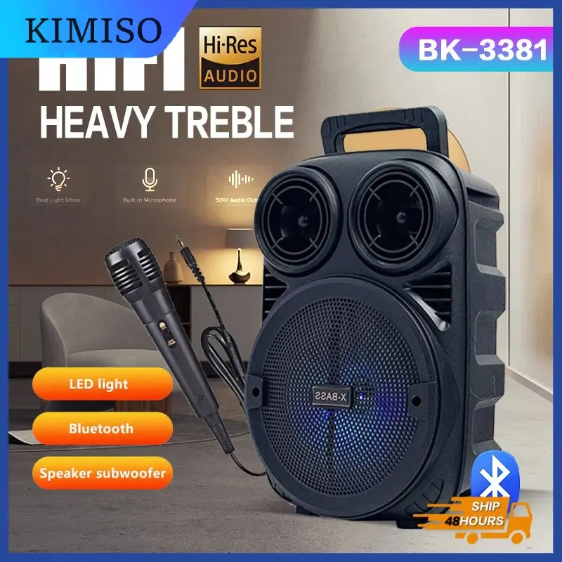 TOKO PEMBICARA【FREE SHIPPING】SUPER BASS PORTABLE BLUETOOTH SPEAKER WITH MIC BK-3381 SPEAKER BLUETOOTH BIG SOUND WITH LED LIGHT WIRELESS BLUETOOTH SPEAKER 0