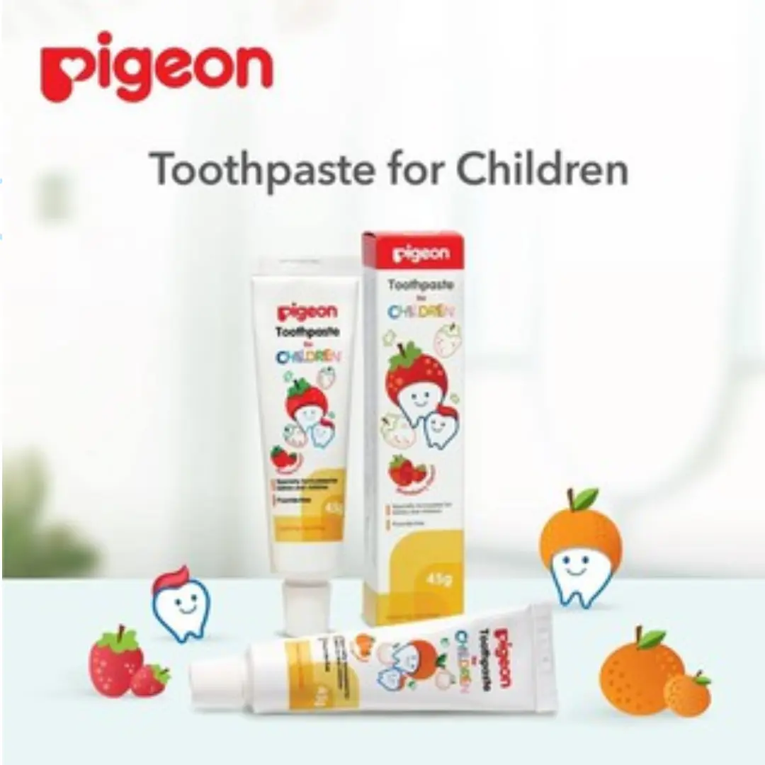 PIGEON Baby Children Toothpaste 45gr Strawberry dan Orange / Odol Pasta Gigi Anak