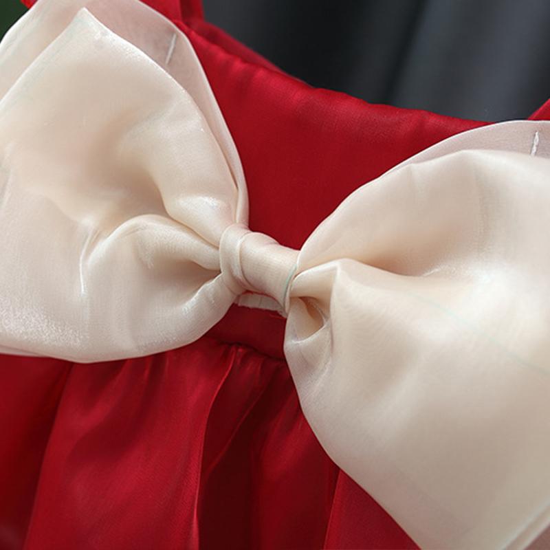 Product Introduction of Solid Color Baby Girls Summer Smooth Cool Children Clothes Sweet Korean Style Kids Bowknot Party Evening Dresses 0 To 3 Years 13