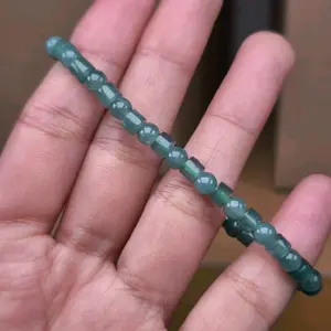 Gelang giok hijau bulat tabung bersertifikat